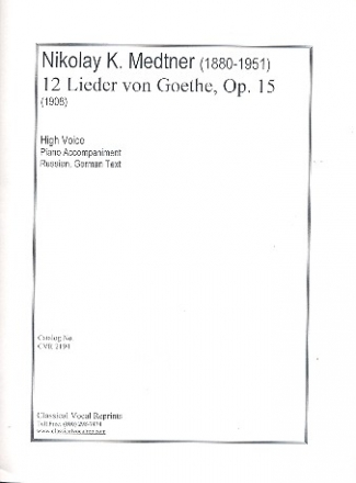 12 Lieder op.15 - for high voice and piano (dt/russ)