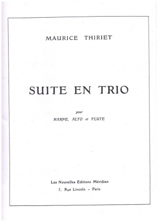 Suite en Trio pour harpe, alto et flute partition et parties