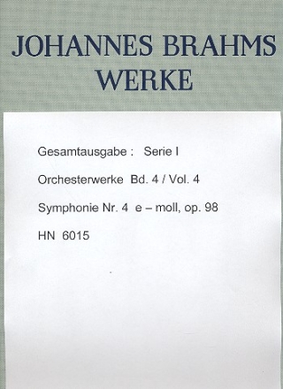 Gesamtausgabe Reihe 1 Band 4 Sinfonie e-Moll Nr.4 op.98 Partitur,  gebunden