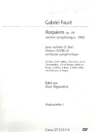 Requiem op.48 fr Soli, gem Chor und Kammerorchester Violoncello