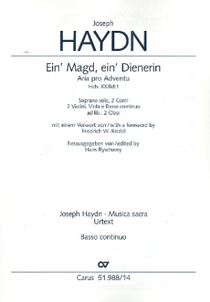 Ein' Magd ein' Dienerin Hob.XXIIId:1 fr Sopran und Instrumente Basso continuo (Violoncello/Kontrabass)