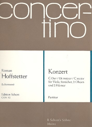 Konzert C-Dur fr Viola, Streicher, 2 Oboen und 2 Hrner in C Partitur