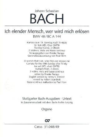 Ih elender Mensch wer wird mich erlsen Kantate Nr.48 BWV48 Orgel