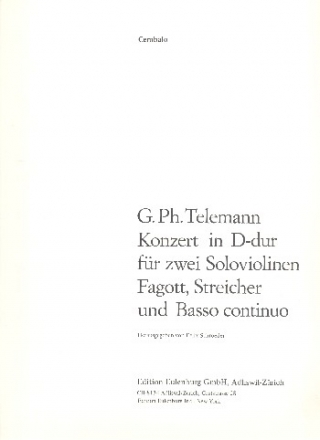 Konzert D-Dur TWV 53:D4 fr 2 Violinen, Fagott, Streicher und Bc Cembalo