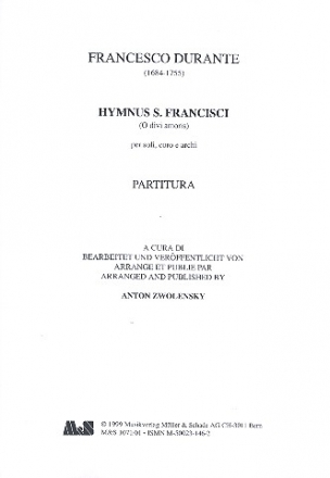 Hymnus St. Francisci fr Soli, gem Chor und Streicher Partitur