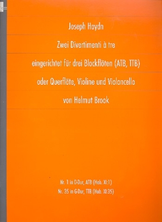 2 Divertimenti  tre fr 3 Blockflten (ATB/TTB) oder Flte,Violine und Violoncello Partitur und Stimmen