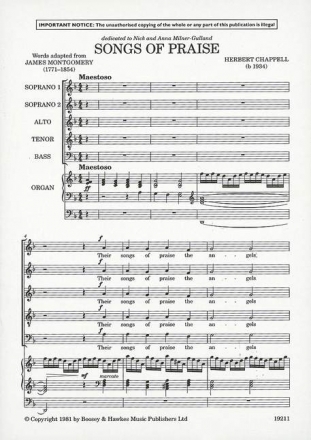 Songs of Praise fr gemischter Chor (SATB) und Orgel Chorpartitur