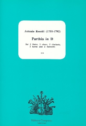 Parthia in D for 2 flutes, 2 oboes, 2 clarinets, 2 horns and 2 bassoons score and parts