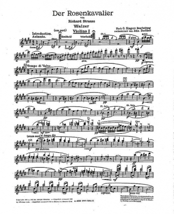 Tanz-Walzer aus Der Rosenkavalier op. 59 fr Orchester Violine 1