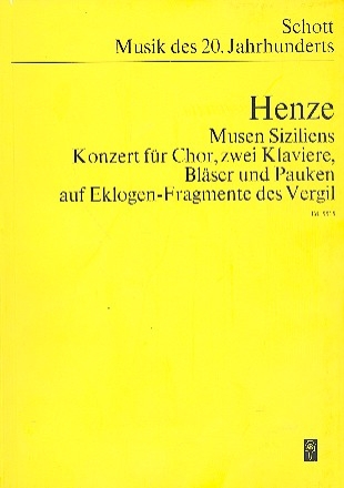 Musen Siziliens fr gemischten Chor (SATB), 2 Klaviere, Blser und Pauken Studienpartitur