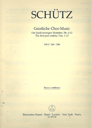 Die 5-stimmigen Motetten Nr.1-12 SWV369-380 fr gem Chor a cappella Basso continuo