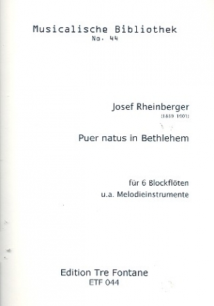 Puer natus in Bethlehem fr 6 Blockflten (Melodieinstrumente) Partitur und Stimmen