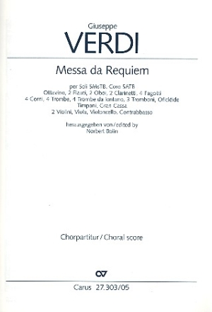 Messa da Requiem fr Soli, gem Chor und Orchester Chorpartitur (Mindestabnahme 20)