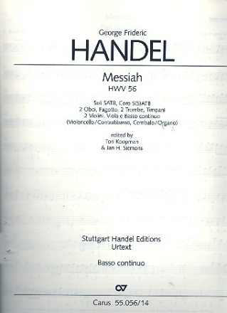 The Messiah HWV56 (with variant Movements) for soloists, mixed chorus and orchestra violoncello