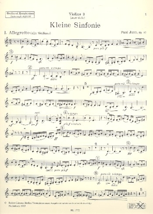 Kleine Sinfonie op.87 fr Streichorchester Violine 3