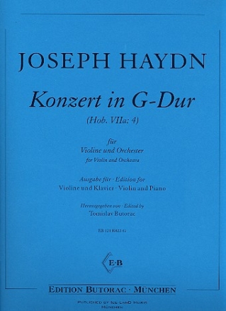 Konzert G-Dur Hob.VIIa:4 fr Violine und Orchester fr Violine und Klavier