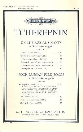 Complaint op.104,3 for mixed chorus a cappella Score (en)