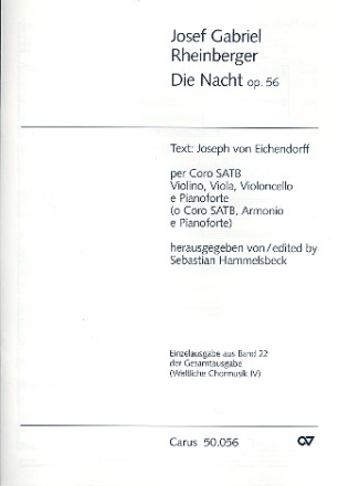 Die Nacht op.56 fr gem Chor, Streichtrio (Harmonium) und Klavier Partitur