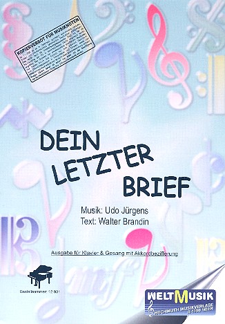 Dein letzer Brief: fr Gesang und Klavier mit Akkordbezifferung