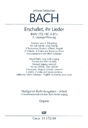 Erschallet ihr Lieder Kantate Nr.172 BWV172 Orgel