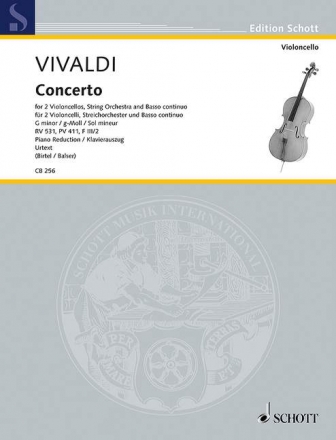 Konzert g-Moll RV531 fr 2 Violoncelli, Streichorchester und Bc fr 2 Violoncelli und Klavier (Stimmen)