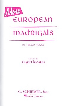 More European Madrigals for mixed chorus a cappella score