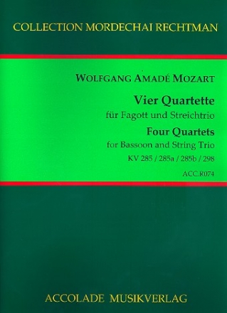 4 Quartette fr Fagott, Violine, Viola und Violoncello Partitur und Stimmen