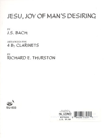 Jesu Joy of Man's Desiring for 4 clarinets score and parts