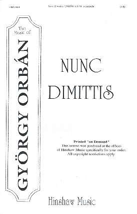 Nunc dimitttis for mixed chorus a cappella score