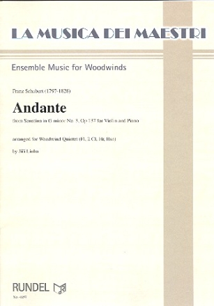 Andante aus Sonatine g-Moll Nr.3 op.137 fr Flte, 2 Klarinetten, Horn und Fagott Partitur und Stimmen