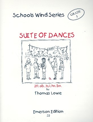 Suite of Dances for 2 flutes, oboe, 3 clarinets, horn and bassoon score and parts