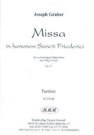 Missa in honorem Sancti Friederici op.22 fr Mnnerchor und Orgel Partitur