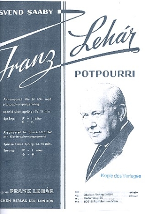 Potpourri fr gem Chor und Klavier Partitur Archivkopie