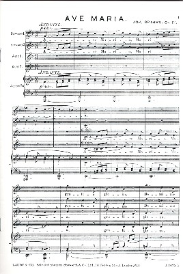 Ave Maria op.12 for femaale chorus and piano score,  archive copy