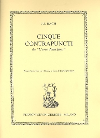 5 contapuncti da l'arte della fuga per 3 chitarre partitura i parti