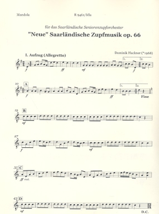 Neue saarlndische Zupfmusik op.66 fr Zupforchester Mandola