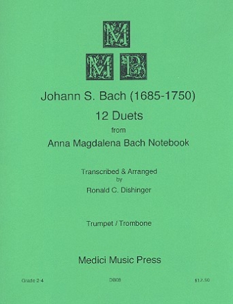 12 Duets from Anna Magdalena Bach Notebook for trumpet and trombone score