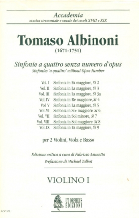 Sinfonia a quattro sol maggiore Si8 per 2 violini, viola e basso parti (3-3-3-3)