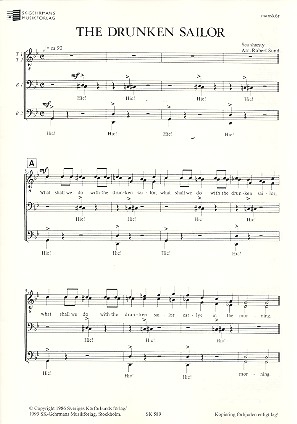 The drunken Sailor for male chorus a cappella score (en)