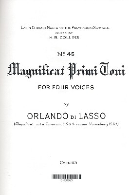 Magnificat primi toni for mixed chorus a cappella score,  archive copy