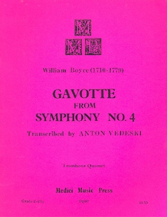 Gavotte from Symphony no.4 for 4 trombones score and parts