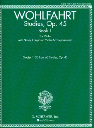 Studies op.45 vol.1 (nos.1-30) for violin with newly composed violin accompaniment score and parts