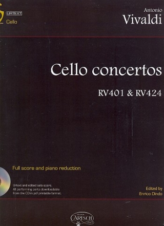 Cello Concertos RV401 and RV424 (+pdf) for cello and string orchestra score and piano redurction (with printable parts)