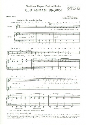 Old Abram Brown for female chorus (children's chorus) and piano score