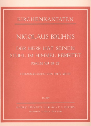 Der Herr hat seinen Stuhl im Himmel bereitet fur Bass, Streicher und Bc Partitur