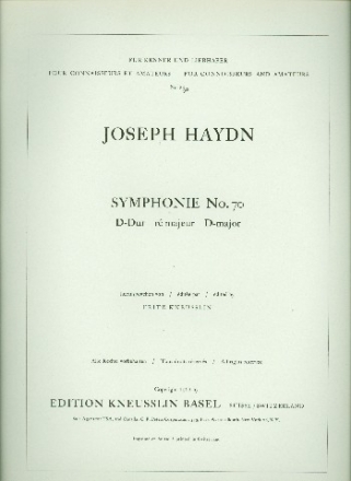 Sinfonie D-Dur Nr.70 Hob.I:70 fr Orchester Partitur