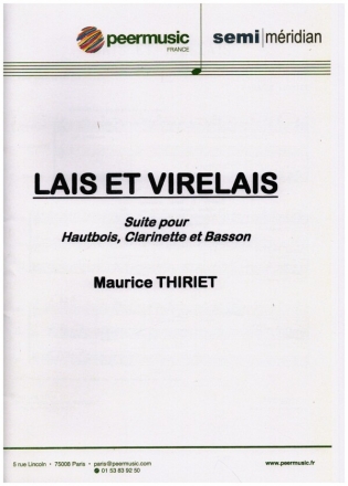 Lais et virelais pour hautbois, clarinette et basson partition et parties