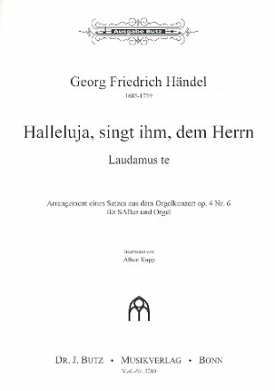 Halleluja nach op.4,6 HWV294 fr gem Chor (SAM) und Orgel Partitur (dt/la)