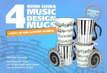 Mug Music with Lid and Quaver Handle (Set with 4 Mugs)