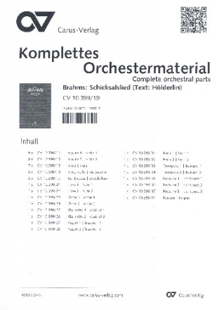 Schicksalslied op.54 fr gem Chor und Orchester Stimmensatz (Streicher 9-8-7-6-5)